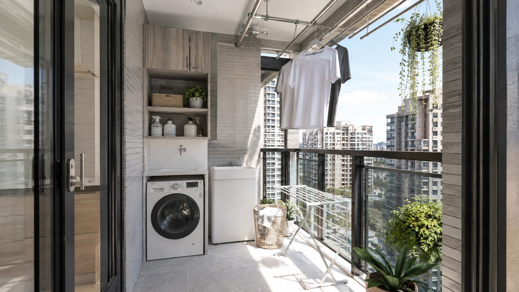 板橋新成屋裝潢陽台洗衣工作區