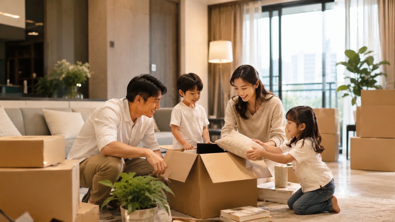 板橋新成屋裝潢完工入住的一家人