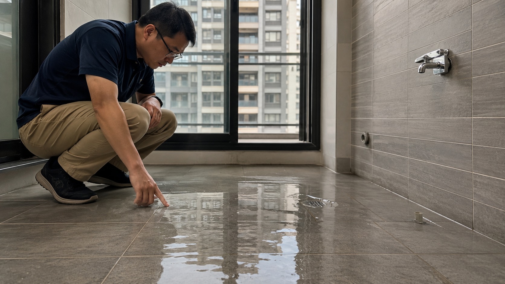 板橋新成屋驗屋地坪排水試水檢測
