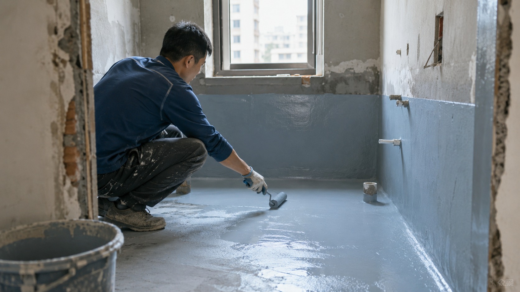 板橋老屋翻新浴室防水塗佈施工